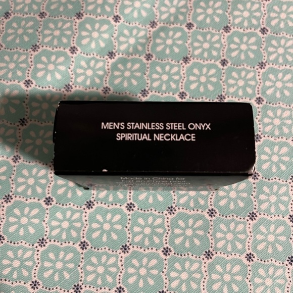 NEW Avon Men's Stainless Steel Onyx Spiritual Necklace, Perfect for Engraving! - Picture 6 of 9